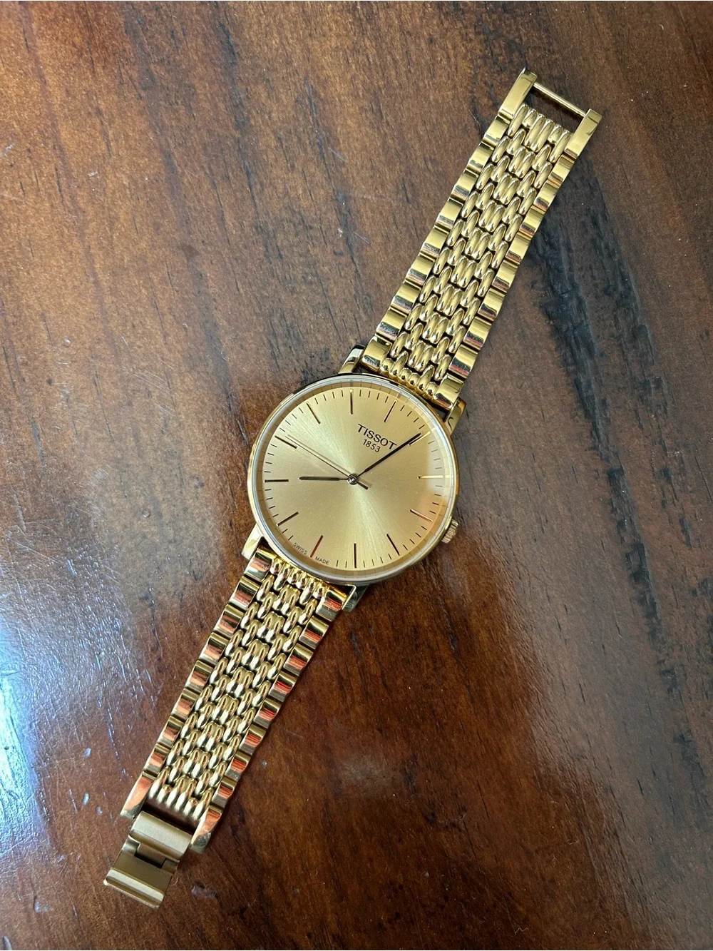 Tissot Gold Tone Minimalist Mesh Bracelet Watch
